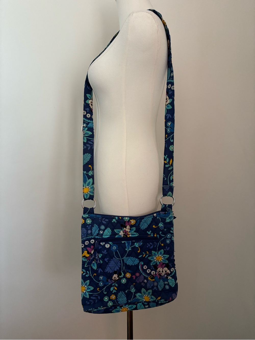 Vera Bradley Disney Navy Floral Crossbody with Teal & Yellow Accents